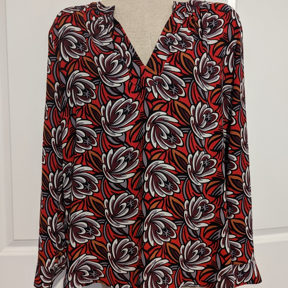 LOFT Shirt Pullover Long TunicTop Shirt Long Sleeves Lightweight Size M-518